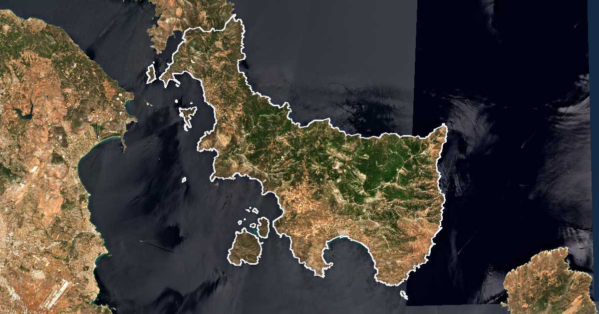 Imagine din satelit cu limita trasată: Dímos Karýstou