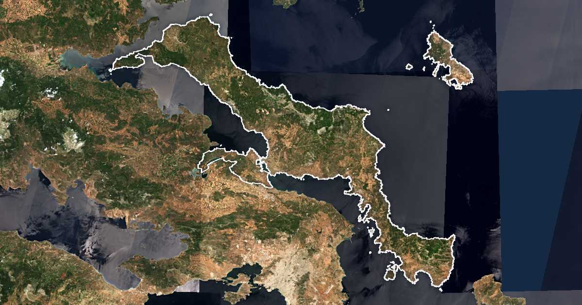 Imagine din satelit cu limita trasată: Perifereiakí Enótita Evvoías