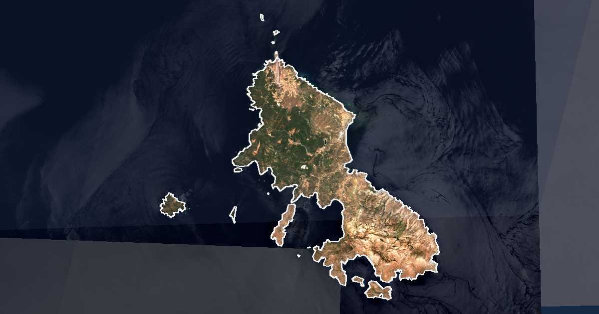 Imagine din satelit cu limita trasată: Skyros