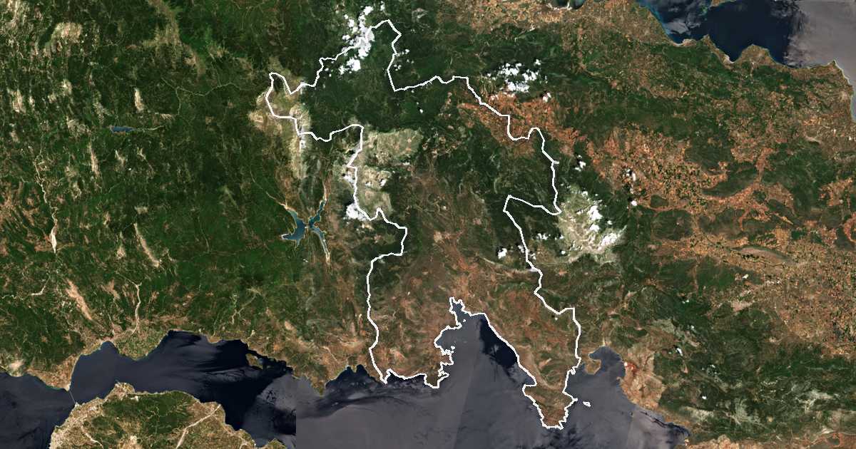 Imagine din satelit cu limita trasată: Delphi