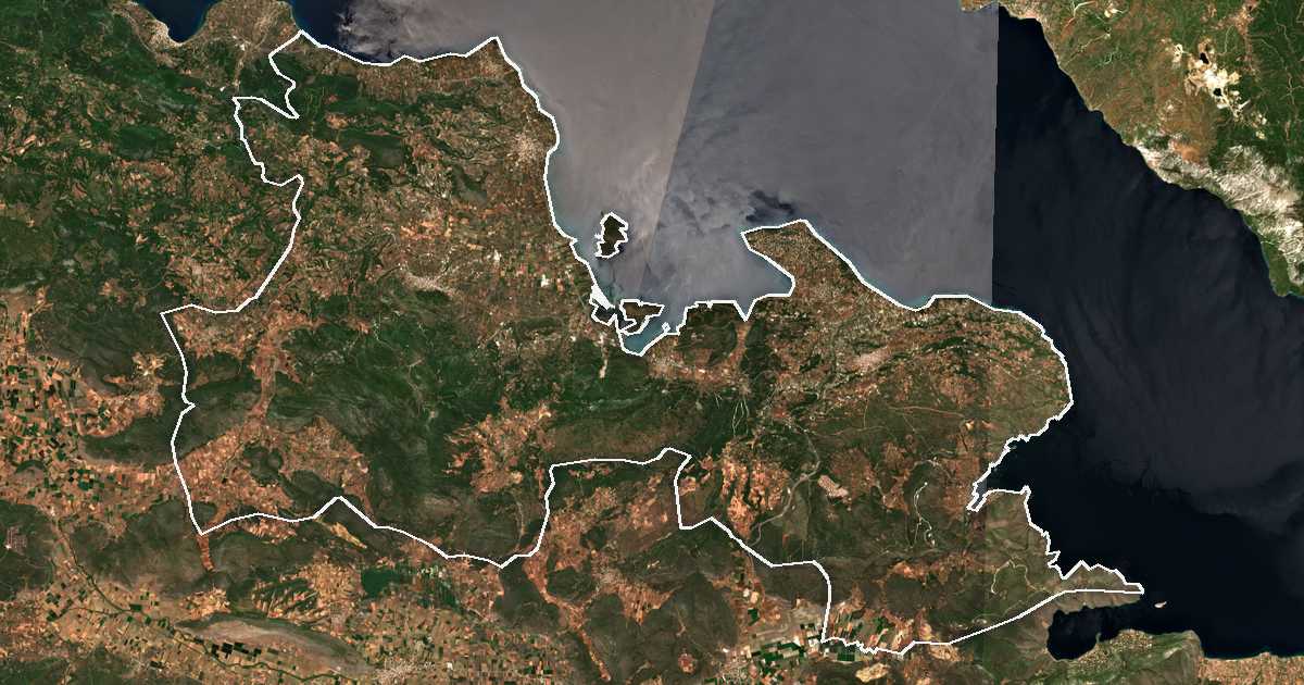 Imagine din satelit cu limita trasată: Dímos Lokrón