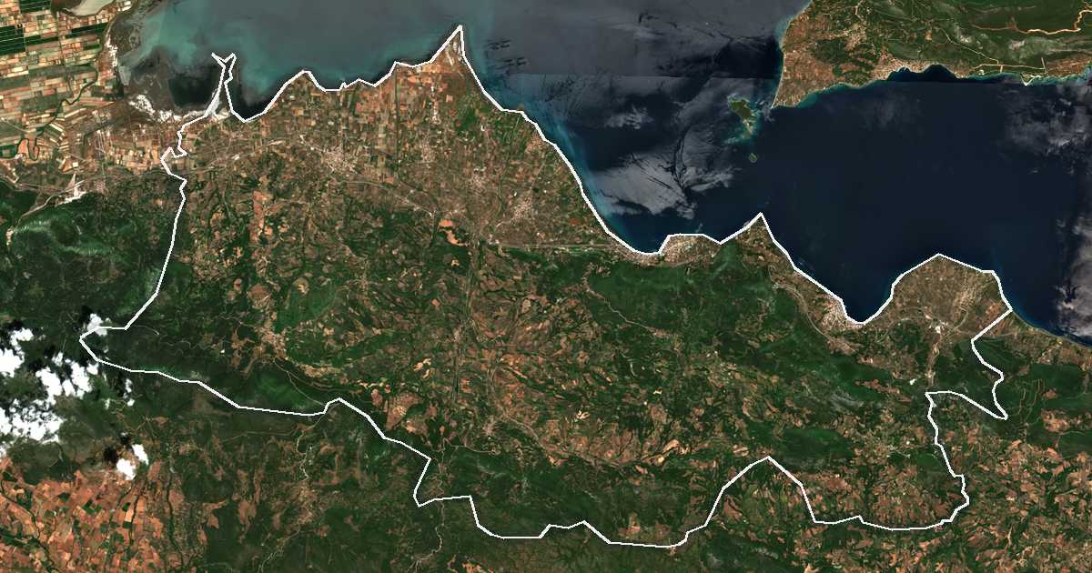 Imagine din satelit cu limita trasată: Dímos Mólou - Agíou Konstantínou