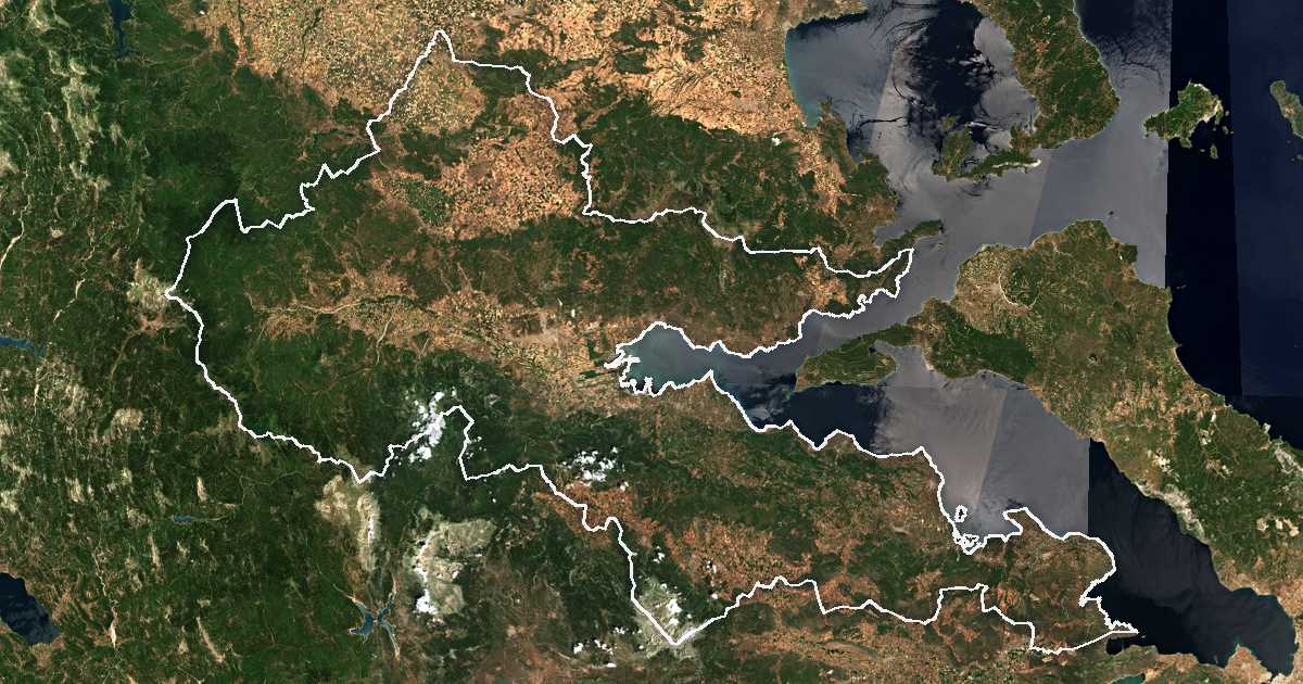 Imagine din satelit cu limita trasată: Ftiotida