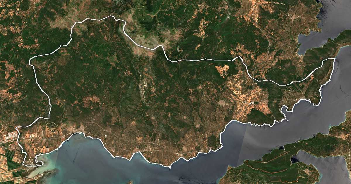 Imagine din satelit cu limita trasată: Dímos Stylídas