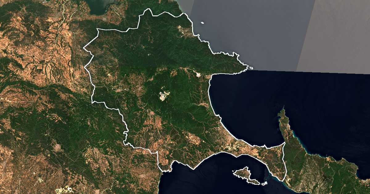 Imagine din satelit cu limita trasată: Aristotelis