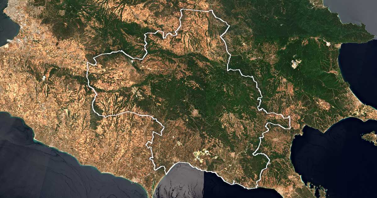 Imagine din satelit cu limita trasată: Dímos Polygýrou