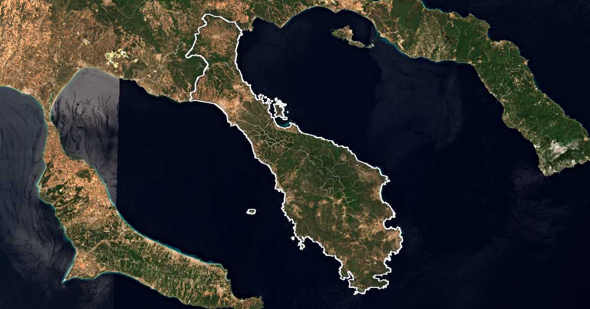 Imagine din satelit cu limita trasată: Dímos Sithonías