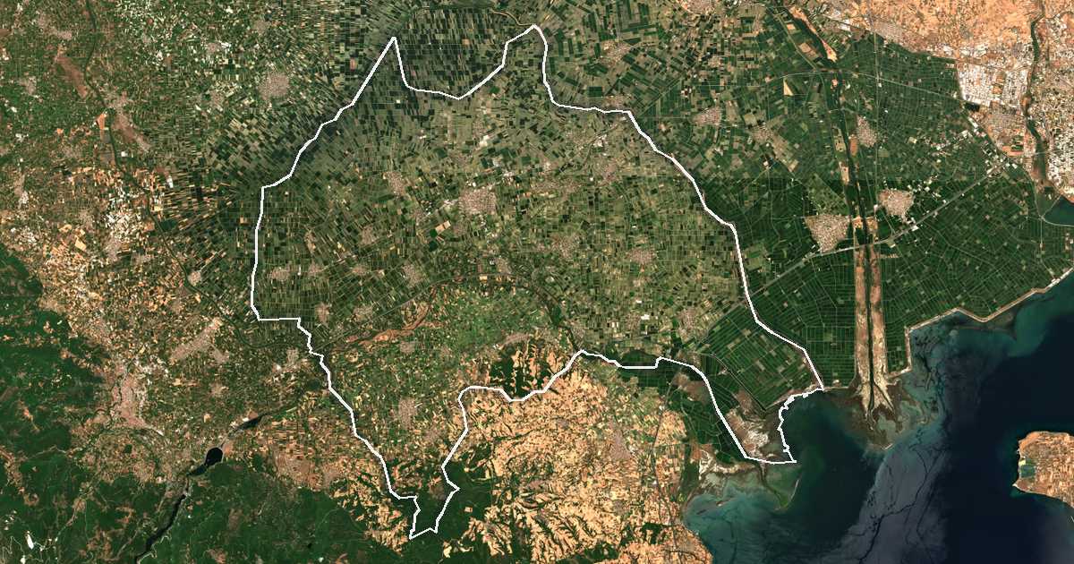 Imagine din satelit cu limita trasată: Dímos Alexándreias