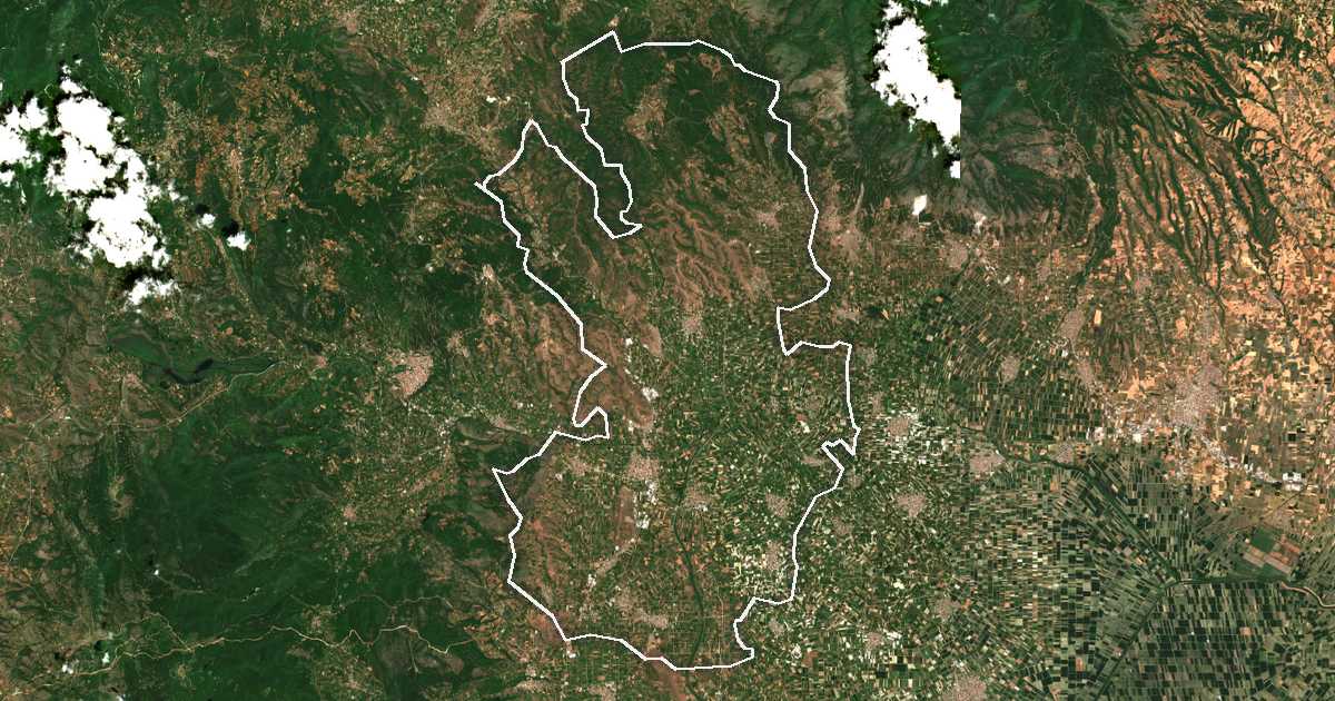Imagine din satelit cu limita trasată: Dímos Skýdras