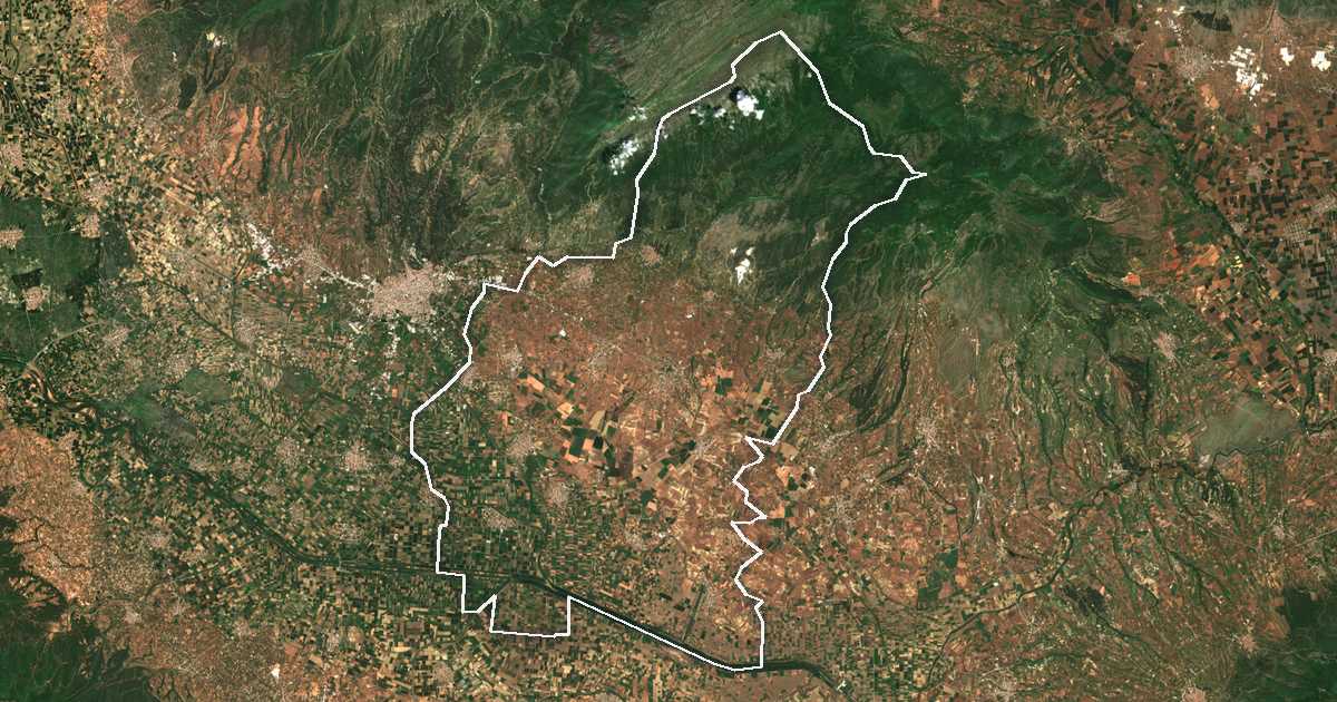 Imagine din satelit cu limita trasată: Dímos Emmanouíl Pappá