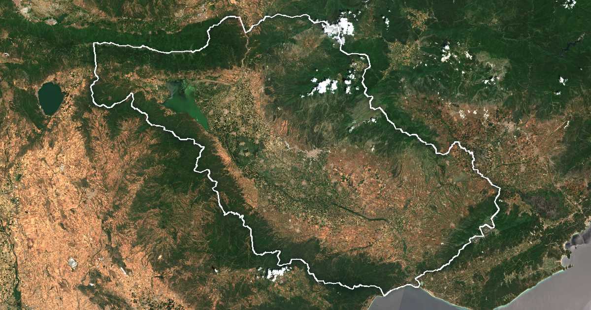 Imagine din satelit cu limita trasată: Perifereiakí Enótita Serrón