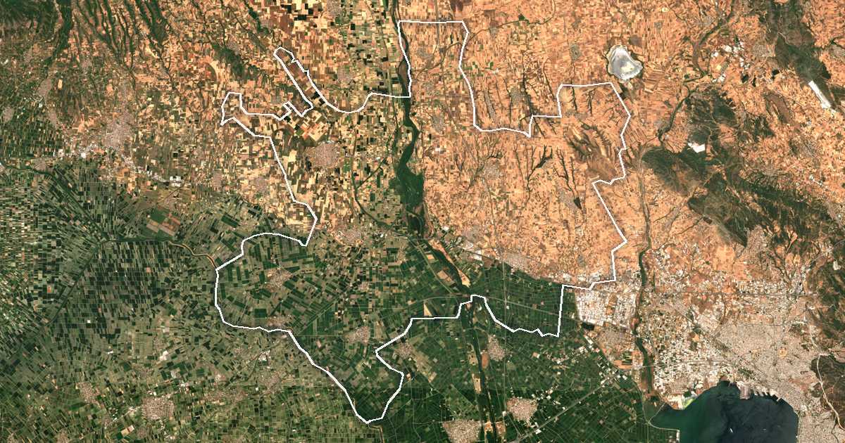 Imagine din satelit cu limita trasată: Dímos Chalkidónos