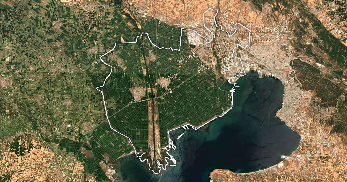 Imagine din satelit cu limita trasată: Delta