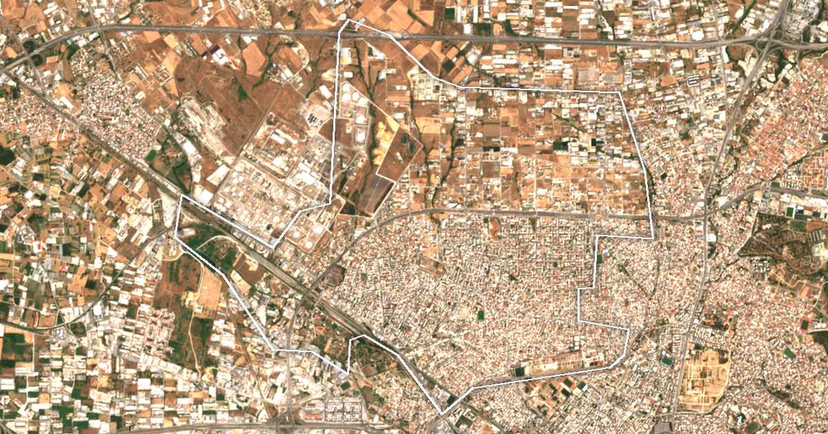 Imagine din satelit cu limita trasată: Dímos Kordelioú - Evósmou