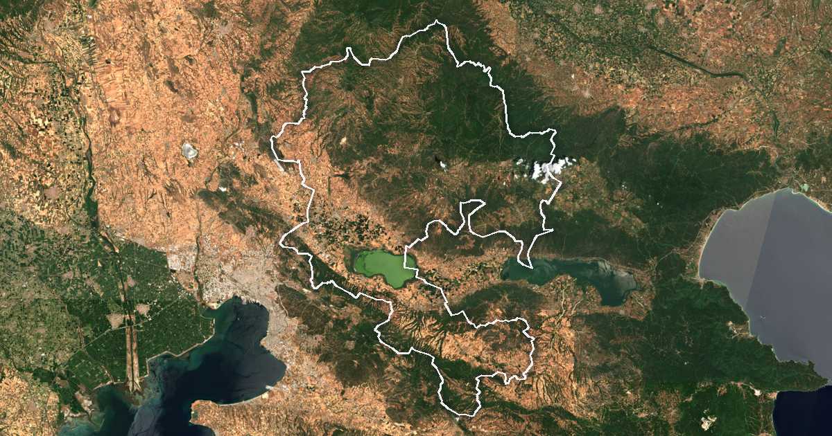 Imagine din satelit cu limita trasată: Dímos Lagkadá