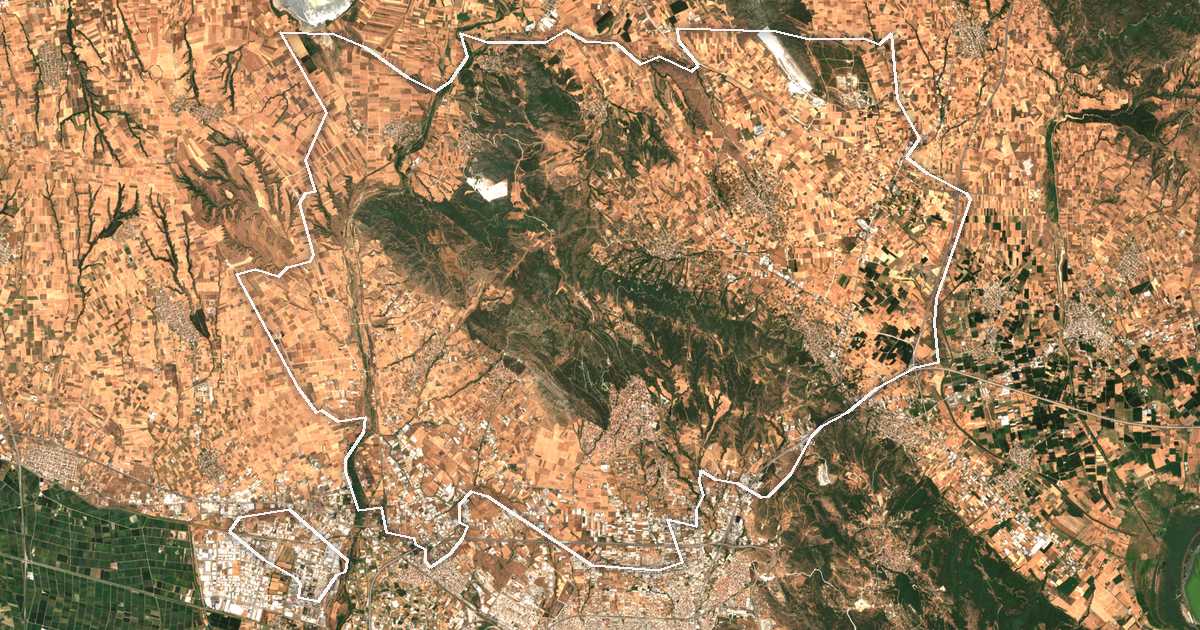 Imagine din satelit cu limita trasată: Dímos Oraiokástrou