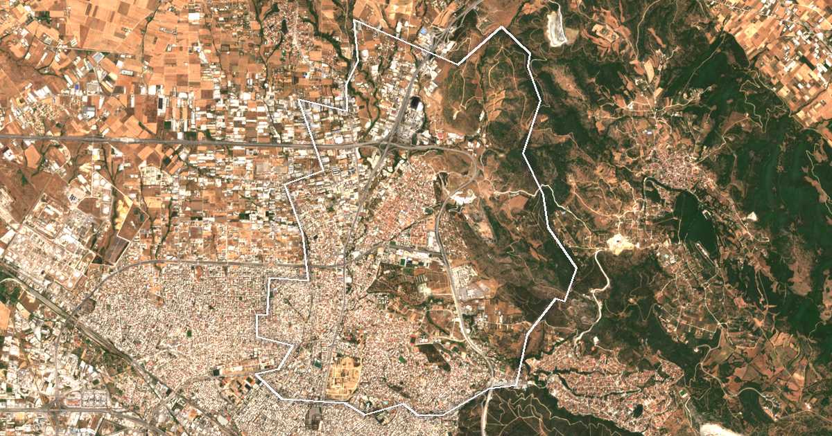 Imagine din satelit cu limita trasată: Dímos Pávlou Melá
