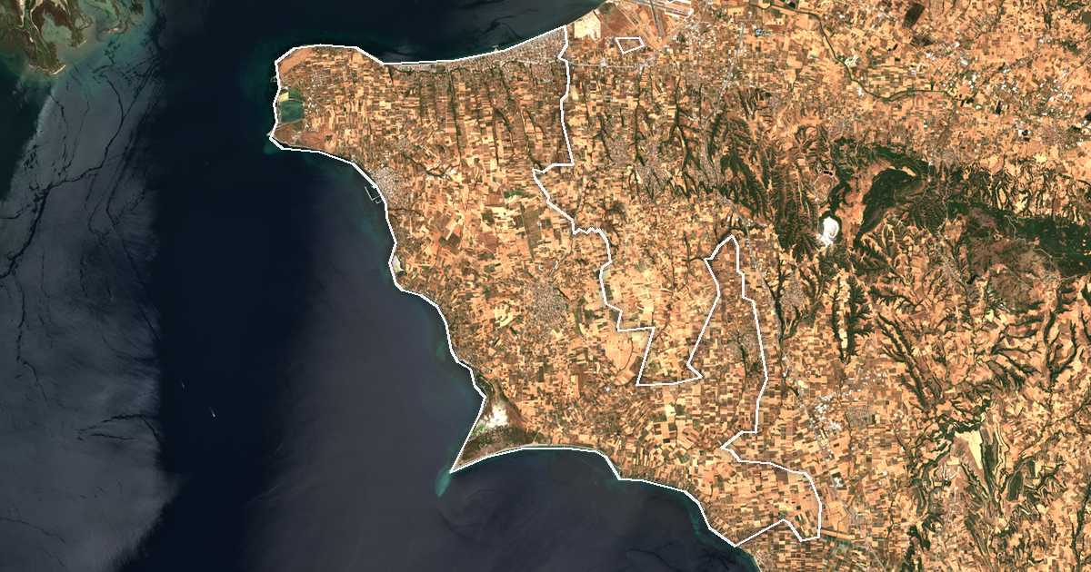 Imagine din satelit cu limita trasată: Dímos Thermaïkoú