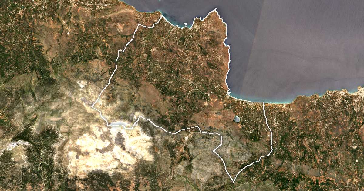 Imagine din satelit cu limita trasată: Dímos Apokorónou