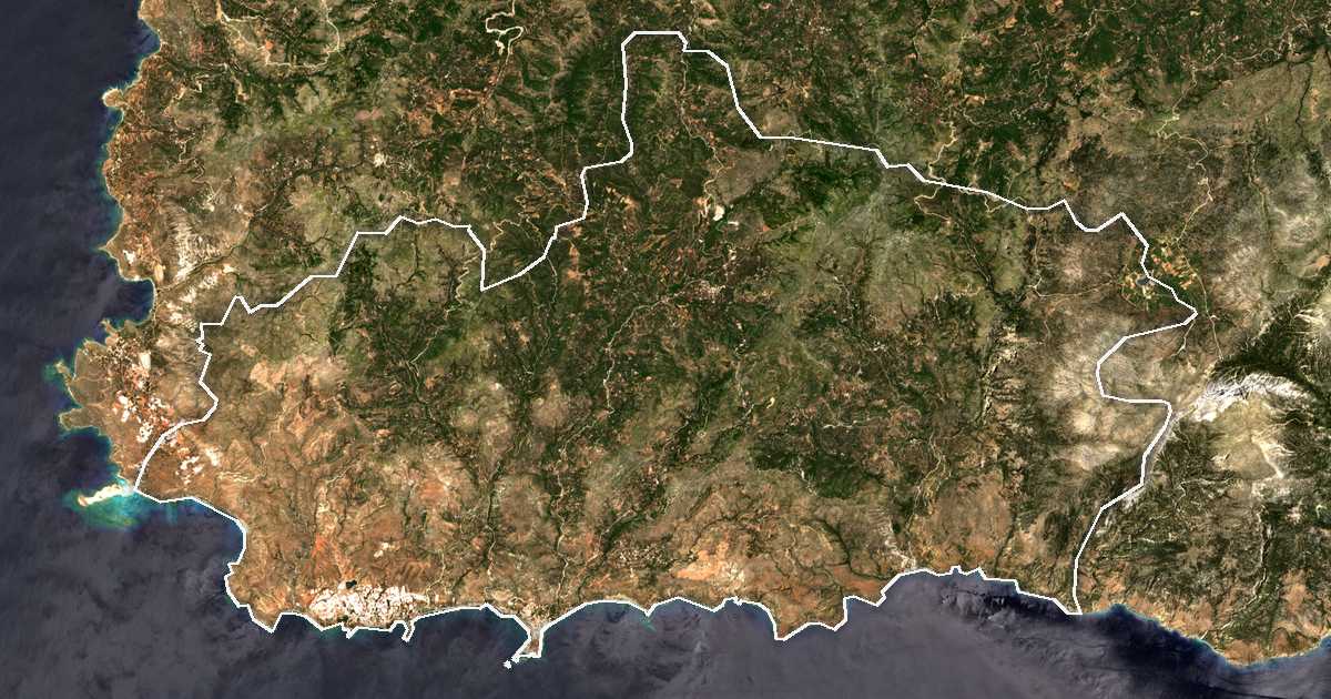 Imagine din satelit cu limita trasată: Dímos Kantánou - Sélinou