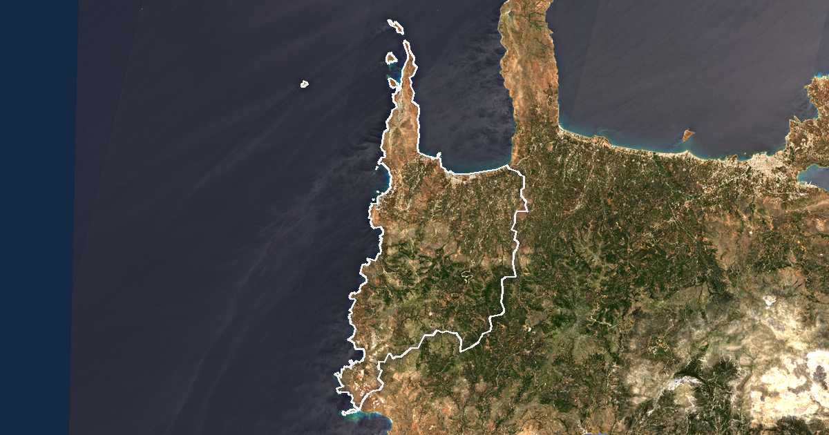 Imagine din satelit cu limita trasată: Dímos Kissámou