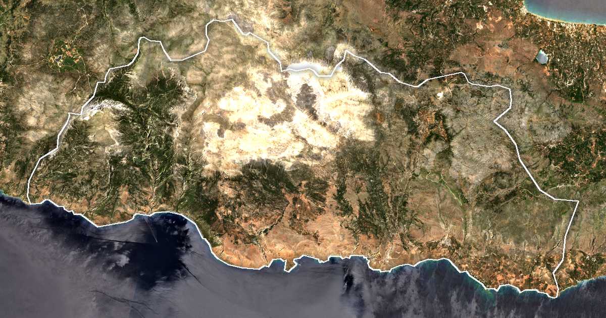 Imagine din satelit cu limita trasată: Dímos Sfakíon