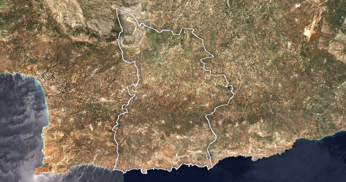 Imagine din satelit cu limita trasată: Dímos Górtynas