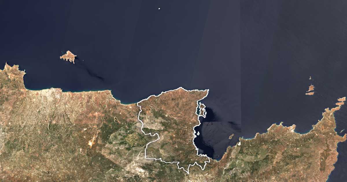 Imagine din satelit cu limita trasată: Dímos Agíou Nikoláou