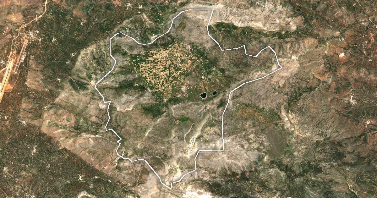Imagine din satelit cu limita trasată: Dímos Oropedíou Lasithíou