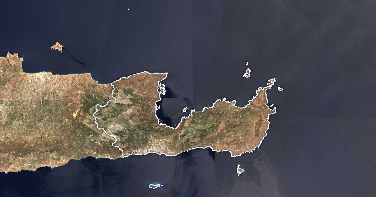 Imagine din satelit cu limita trasată: Lasithi
