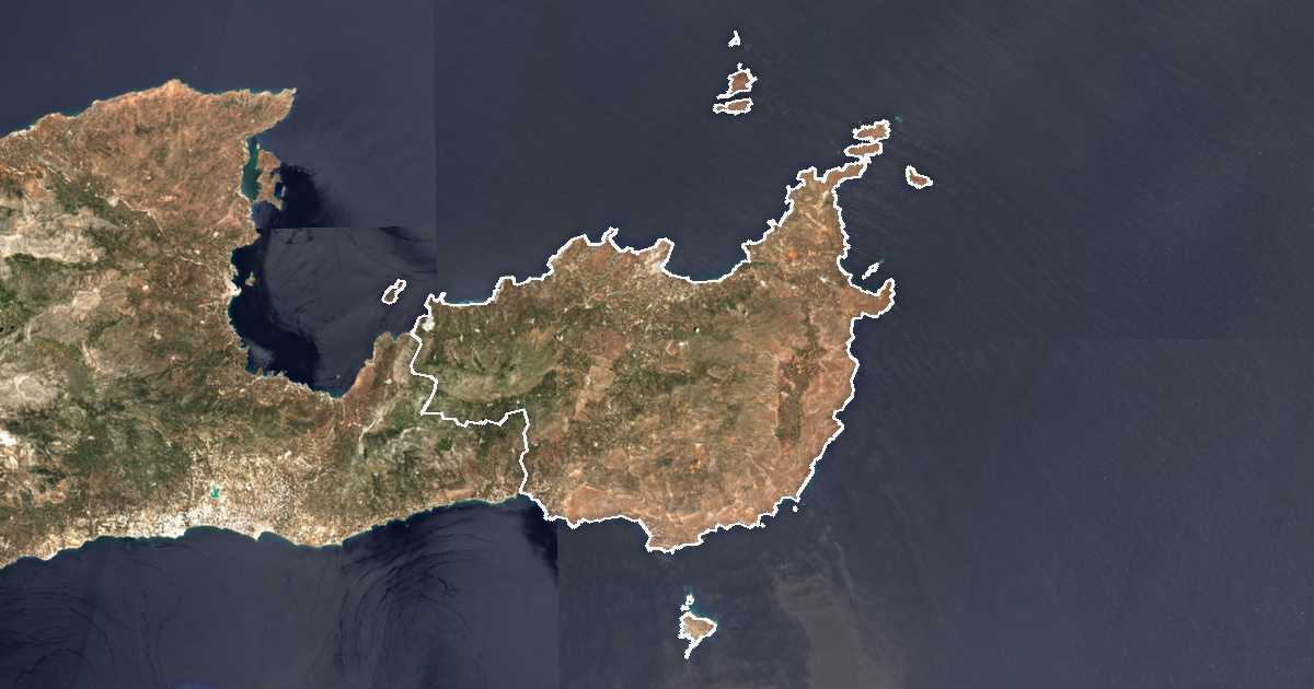 Imagine din satelit cu limita trasată: Dímos Siteías