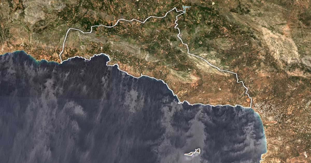 Imagine din satelit cu limita trasată: Dímos Agíou Vasileíou