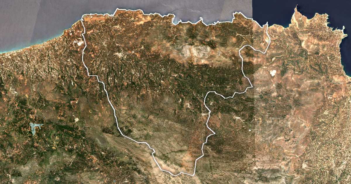 Imagine din satelit cu limita trasată: Dímos Mylopotámou