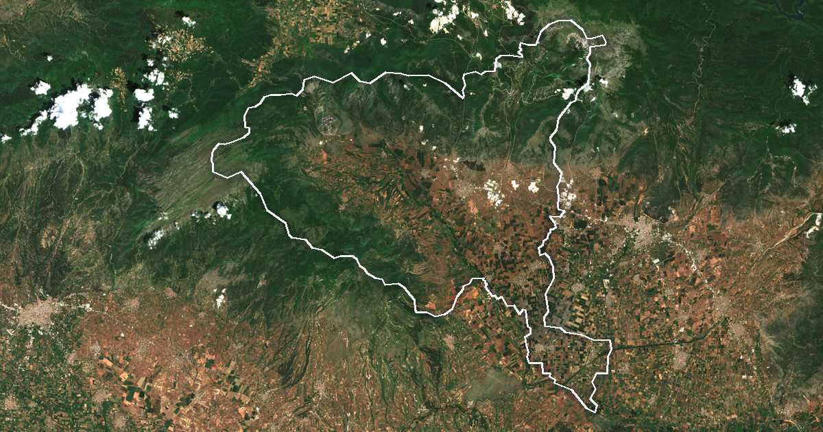 Imagine din satelit cu limita trasată: Municipalitatea Prosotsani