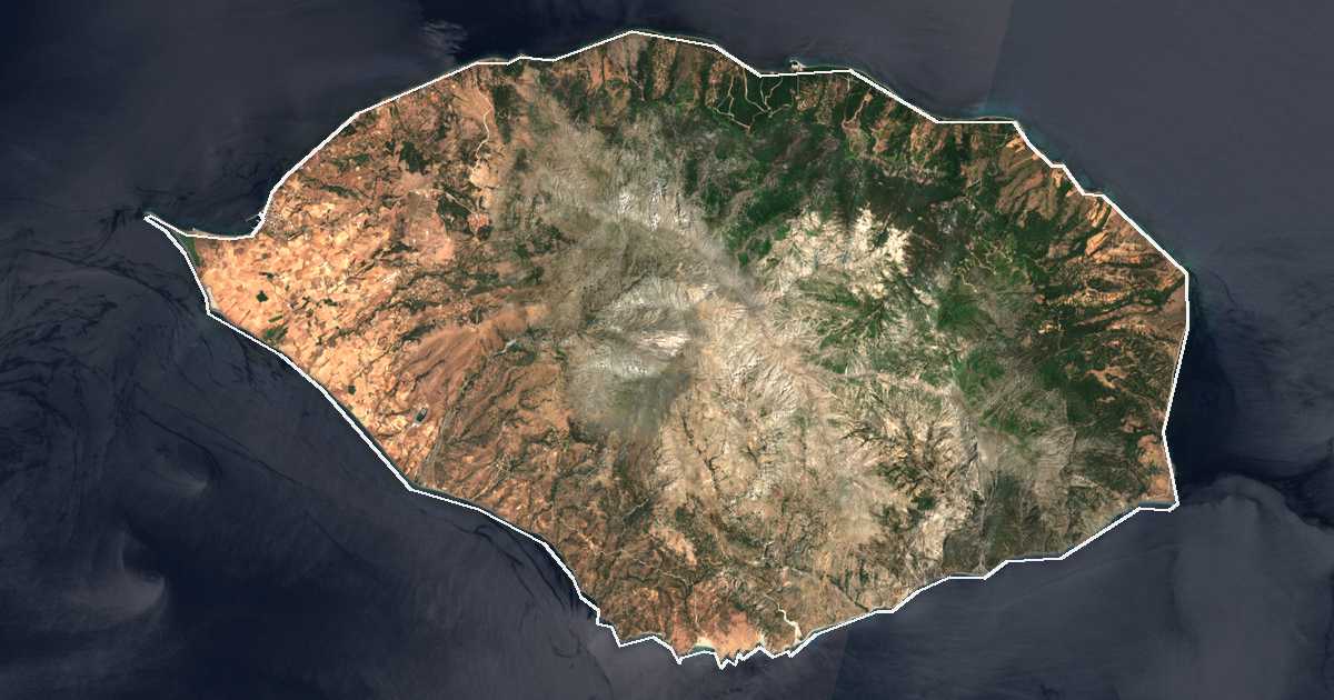 Imagine din satelit cu limita trasată: Samothraki