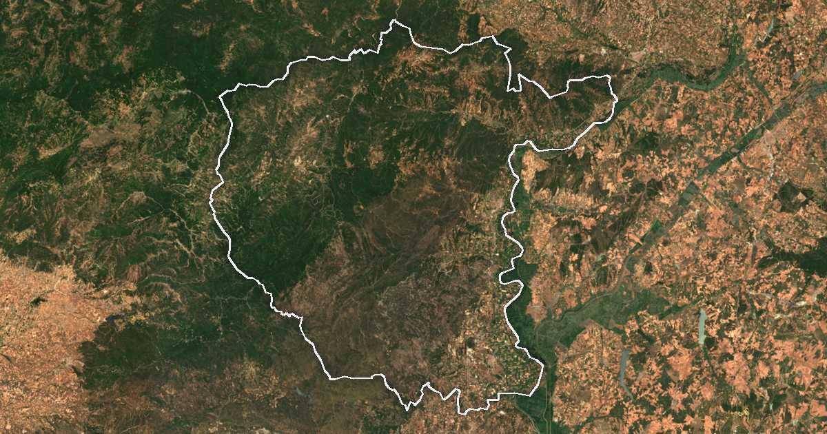 Imagine din satelit cu limita trasată: Municipalitatea Soufli
