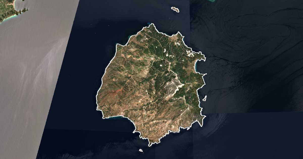 Imagine din satelit cu limita trasată: Perifereiakí Enótita Thásou