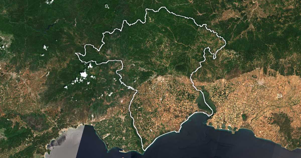 Imagine din satelit cu limita trasată: Perifereiakí Enótita Xánthis