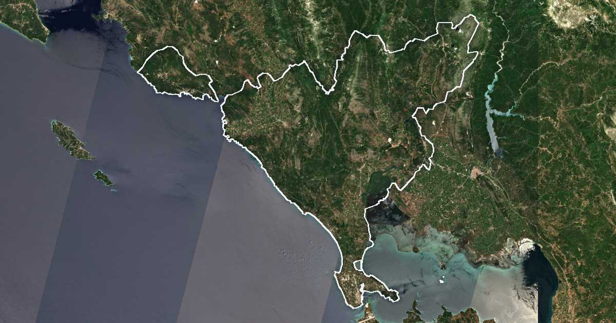 Imagine din satelit cu limita trasată: Preveza