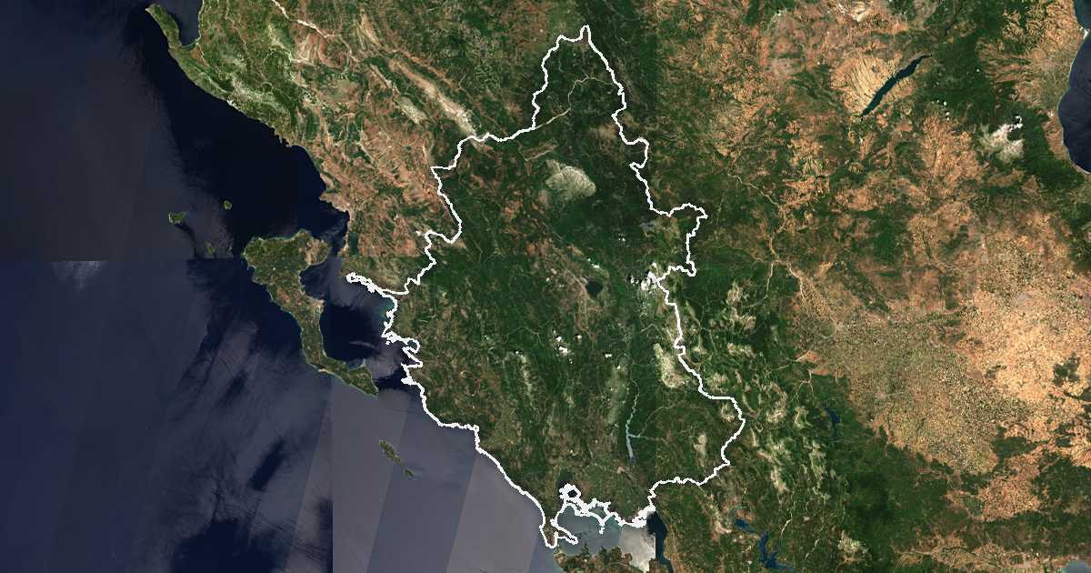 Imagine din satelit cu limita trasată: Epir