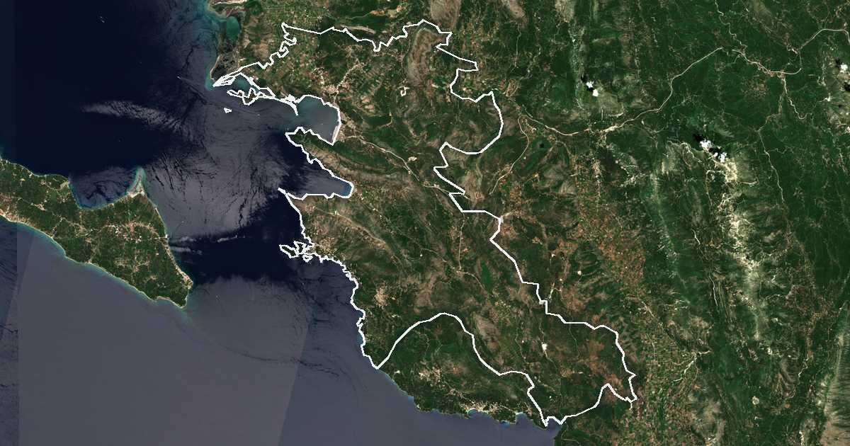 Imagine din satelit cu limita trasată: Dímos Igoumenítsas