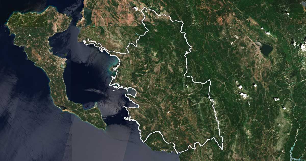 Imagine din satelit cu limita trasată: Thesprotia