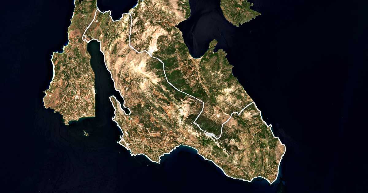 Imagine din satelit cu limita trasată: Dímos Argostolíou
