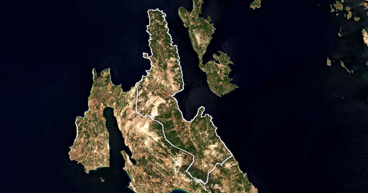 Imagine din satelit cu limita trasată: Dímos Sámis