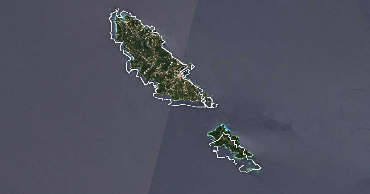 Imagine din satelit cu limita trasată: Dímos Paxón