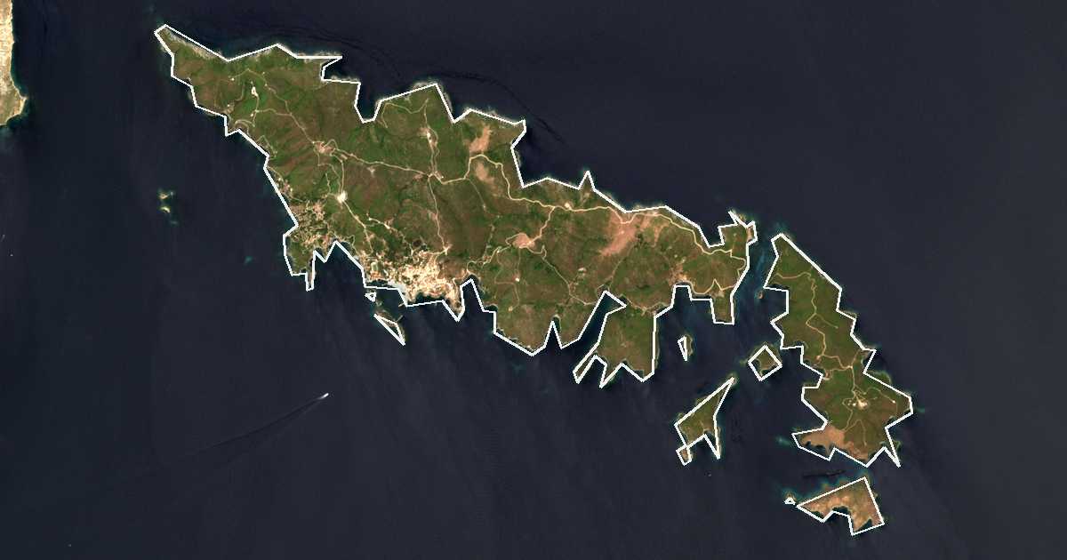 Imagine din satelit cu limita trasată: Dímos Oinoussón