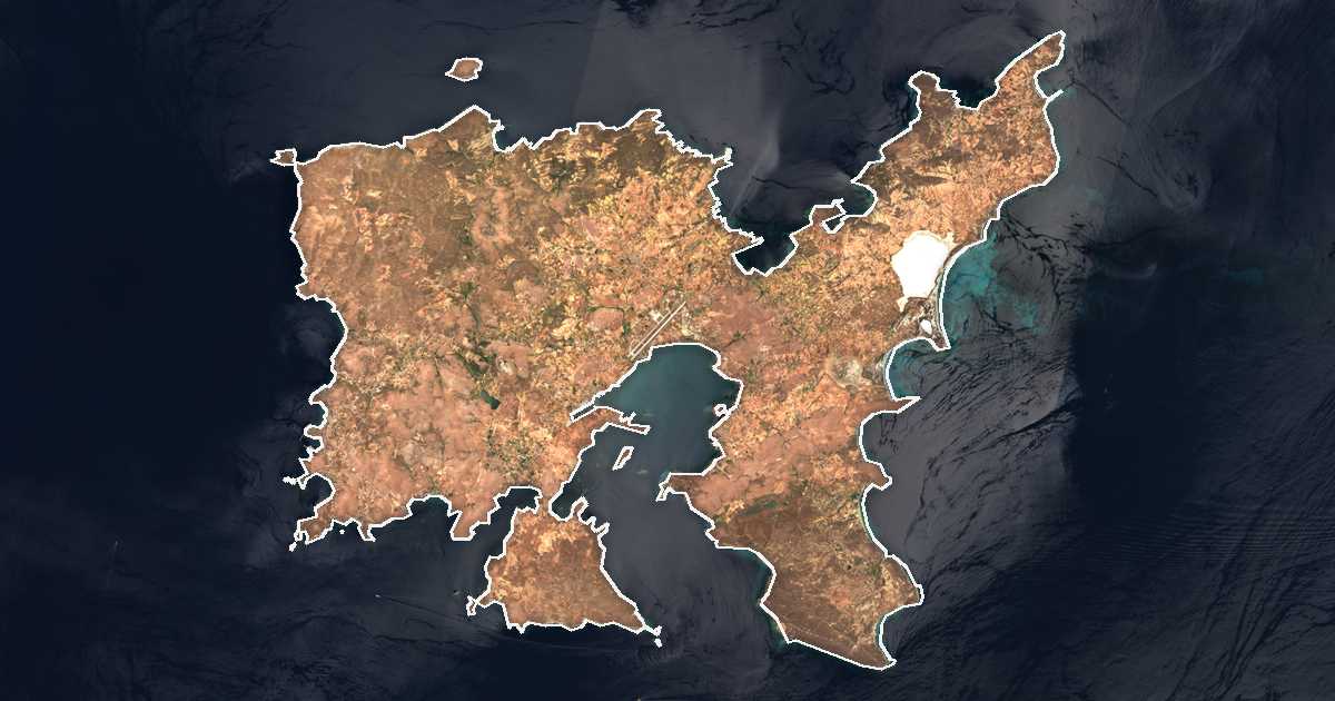 Imagine din satelit cu limita trasată: Dímos Límnou