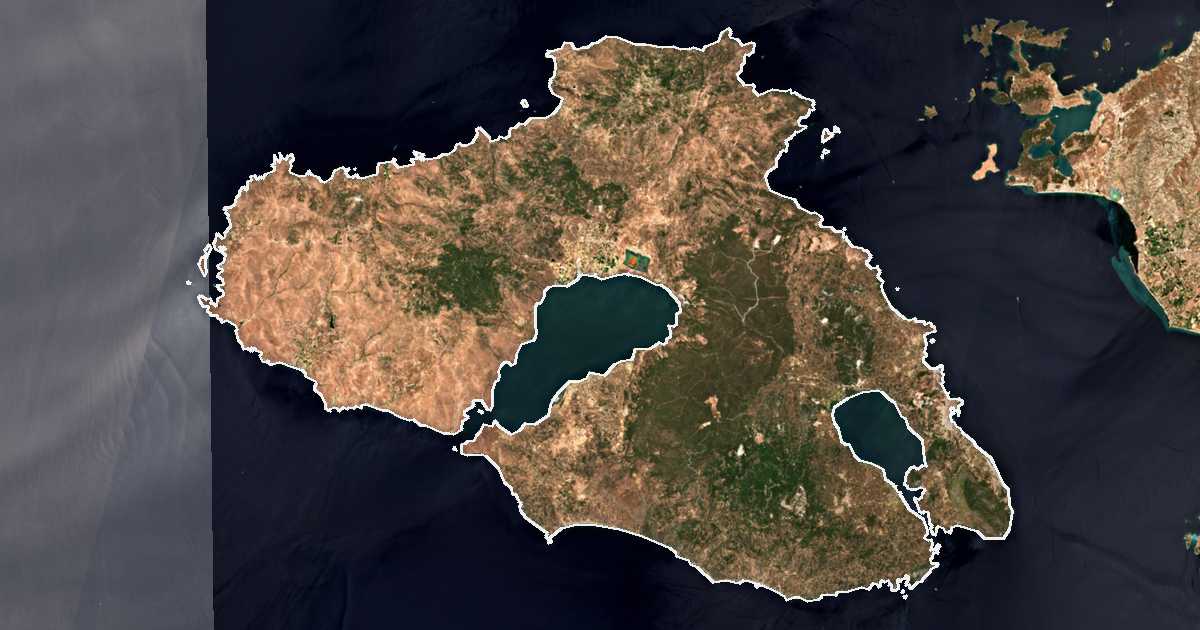 Imagine din satelit cu limita trasată: Lesbos