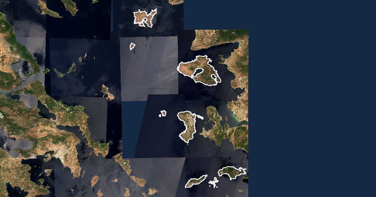 Imagine din satelit cu limita trasată: Egeea de Nord