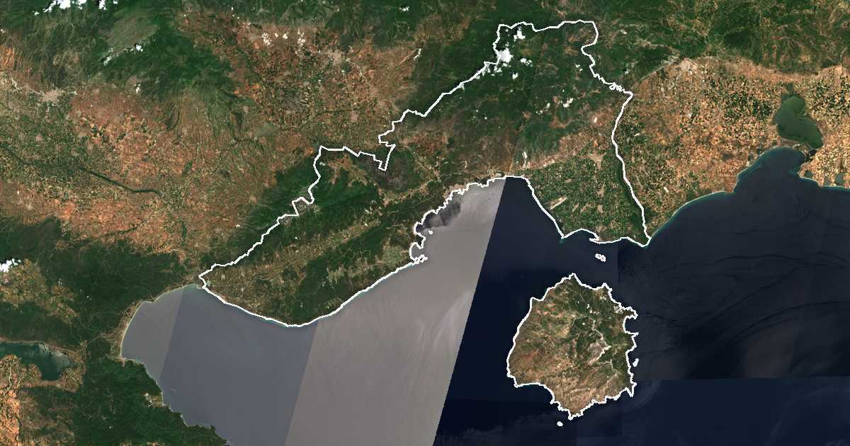 Hartă satelitară: Nomós Kaválas kai Thásou